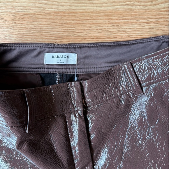 Babaton Aritzia Faux Leather Brown Pants Size 6 - Picture 6 of 6